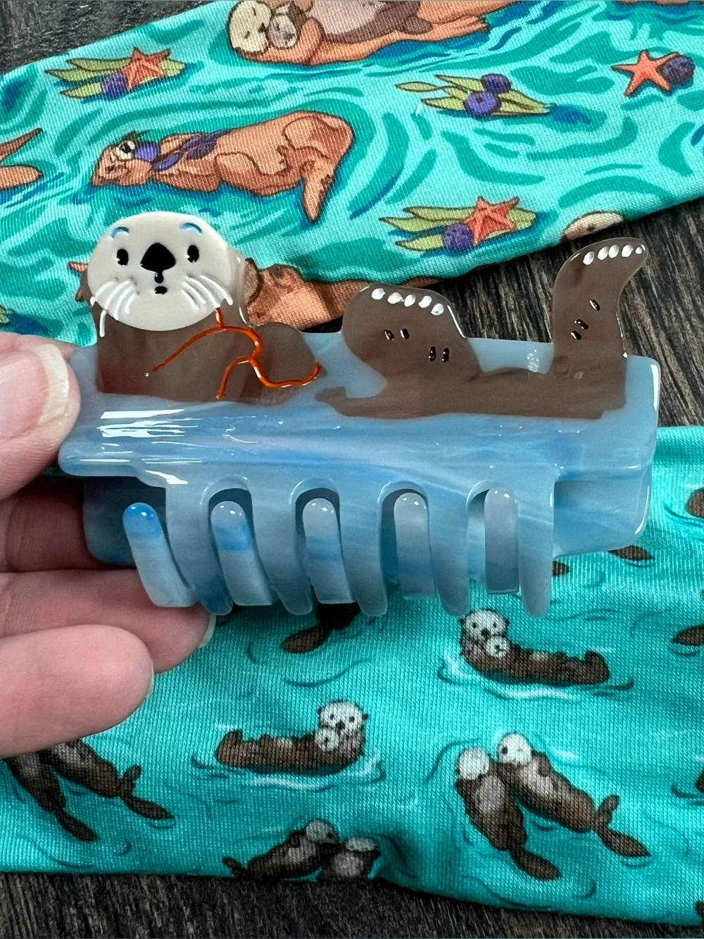 Sea otter hair clip, otter hair clip, ocean hair clip